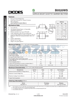 B0520WS_1 datasheet - SURFACE MOUNT SCHOTTKY BARRIER RECTIFIER