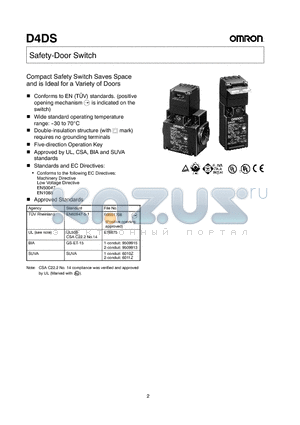 D4DS datasheet - Safety-Door Switch