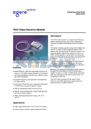 7810 datasheet - 7810 Video Receiver Module