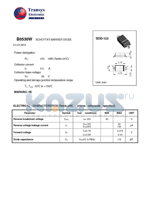 B0530W datasheet - SCHOTTKY BARRIER DIODE