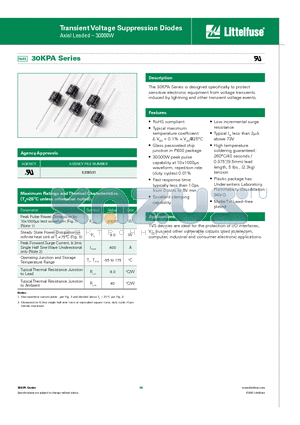 30KPA108A datasheet - Transient Voltage Suppression Diodes Axial Leaded - 30000W