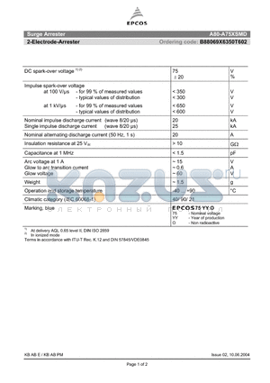 A80-A75XSMD datasheet - 2-Electrode-Arrester