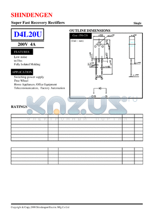 D4L20U datasheet - Super Fast Recovery Rectifiers (200V 4A)