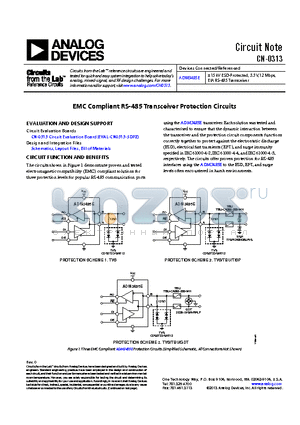 CN-0313 datasheet - EMC Compliant RS-485 Transceiver Protection Circuits