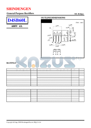 D4SB60L datasheet - General Purpose Rectifiers(600V 4A)