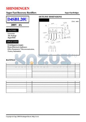 D4SBL20U datasheet - Super Fast Recovery Rectifiers(200V 4A)