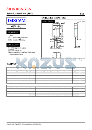 D4SC6M datasheet - Schottky Rectifiers (SBD) (60V 4A)