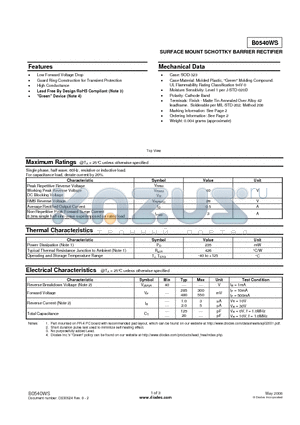 B0540WS_08 datasheet - SURFACE MOUNT SCHOTTKY BARRIER RECTIFIER