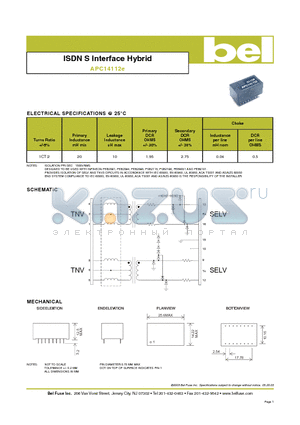 APC14112E datasheet - ISDN S Interface Hybrid