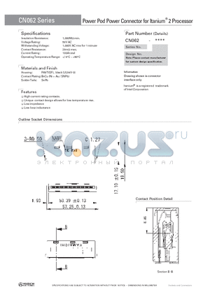 CN062 datasheet - Power Pod Power Connector for Itanium 2 Processor