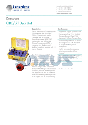 7815-044 datasheet - OBC/LRT Deck Unit