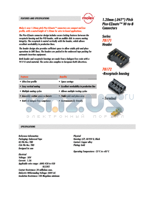 78171-1002 datasheet - 1.20mm (.047) Pitch Pico-EZmate W-to-B Connectors