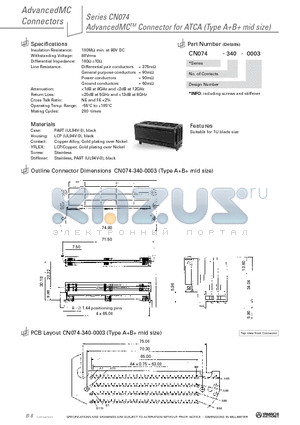 CN074-340-0003 datasheet - AdvancedMCTM Connector for ATCA (Type AB mid size)