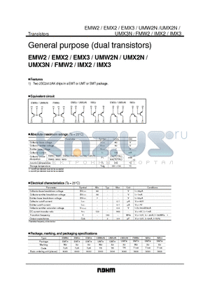 EMW2 datasheet - General purpose (dual transistors)