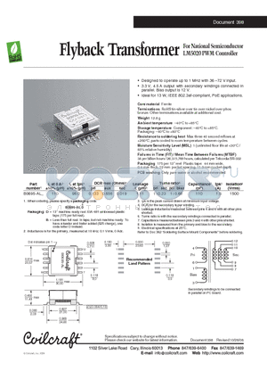 B0695-AL datasheet - Flyback Transformer