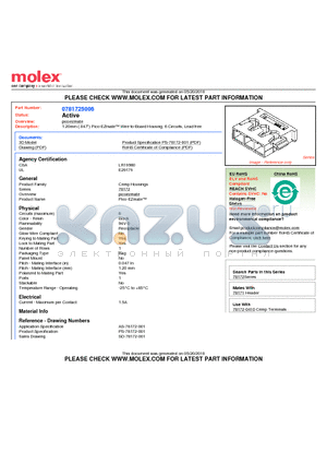 78172-5006 datasheet - 1.20mm (.047) Pico-EZmate Wire-to-Board Housing, 6 Circuits, Lead free