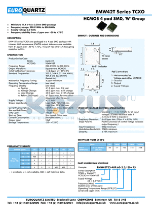 EMW42T datasheet - HCMOS 4 pad SMD, W Group