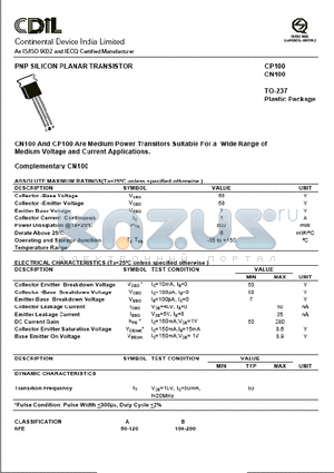 CN100 datasheet - PNP SILICON PLANA TRANSISTOR