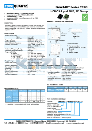 EMW44GT datasheet - HCMOS 4 pad SMD, W Group