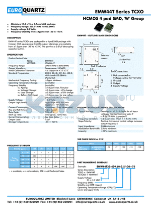 EMW44T datasheet - HCMOS 4 pad SMD, W Group