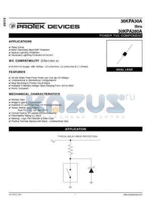 30KPA180A datasheet - POWER TVS COMPONENT