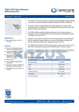 7820C-200-FA-115 datasheet - CATV Optical Receiver