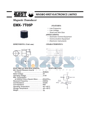 EMX-7T05P datasheet - Magnetic Transducer