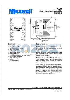 7820RPDS datasheet - Microprocessor-compatible 8-Bit ADC