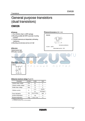 EMX26 datasheet - General purpose transistors (dual transistors)