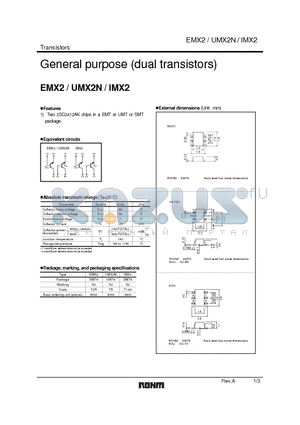 EMX2_1 datasheet - General purpose (dual transistors)