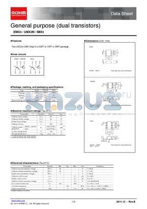 EMX3T2R datasheet - General purpose (dual transistors)