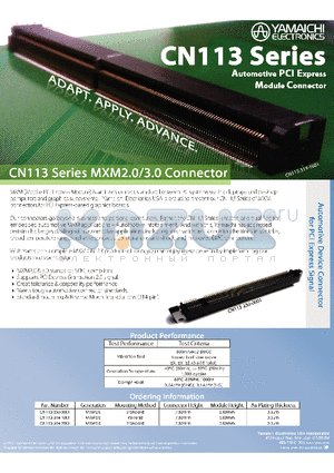 CN113-314-1001 datasheet - CN113 SERIES MXM2.0/3.0 CONNECTOR
