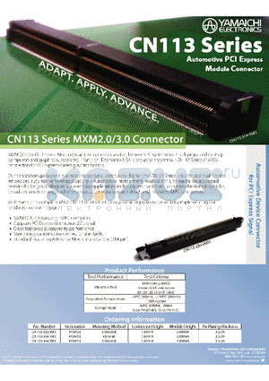 CN113-314-2001 datasheet - CN113 SERIES MXM2.0/3.0 CONNECTOR