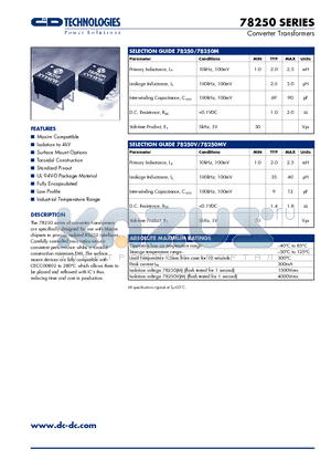 78250M datasheet - Converter Transformers