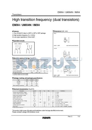 EMX4_1 datasheet - High transition frequency (dual transistors)