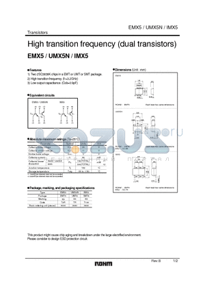 EMX5_1 datasheet - High transition frequency (dual transistors)