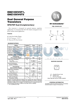 EMZ1DXV6T1 datasheet - Dual General Purpose Transistors