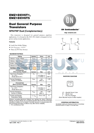 EMZ1DXV6T1_06 datasheet - Dual General Purpose Transistors
