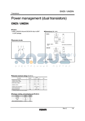 EMZ8 datasheet - Power management (dual transistors)