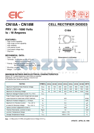 CN18K datasheet - CELL RECTIFIER DIODES