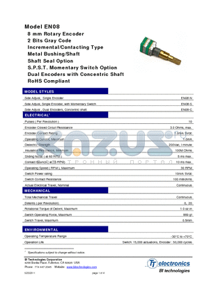 EN08-S datasheet - 8 mm Rotary Encoder