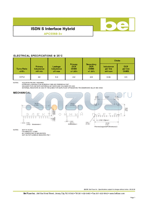 APC5568-3V datasheet - ISDN S Interface Hybrid