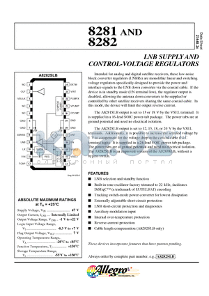 A8281SLB datasheet - LNB SUPPLY AND CONTROL-VOLTAGE REGULATORS