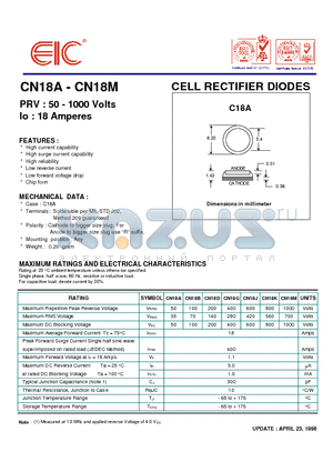 CN18D datasheet - CELL RECTIFIER DIODES