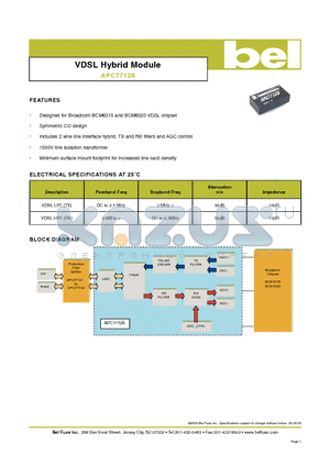 APC77128 datasheet - VDSL Hybrid Module