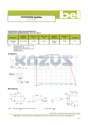 APC77101 datasheet - POTS/ISDN Splitter