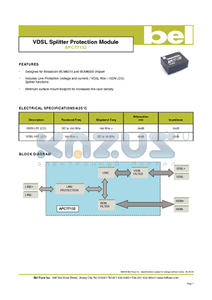 APC77132 datasheet - VDSL Splitter Protection Module