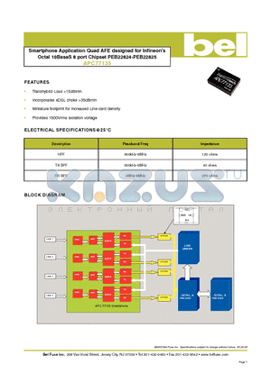 APC77135 datasheet - Smartphone Application Quad AFE designed for Infineons Octal 10BaseS 8 port Chipset PEB22824-PEB22825