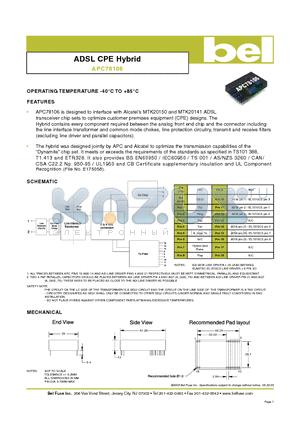 APC78106 datasheet - ADSL CPE Hybrid