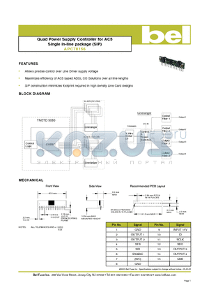 APC78156 datasheet - Quad Power Supply Controller for AC5 Single in-line package (SIP)
